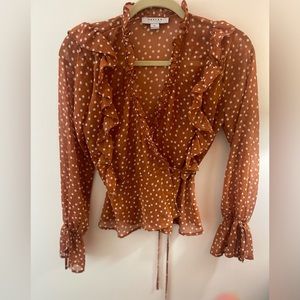 FAVLUX Ruffle Cross body Wrap Blouse